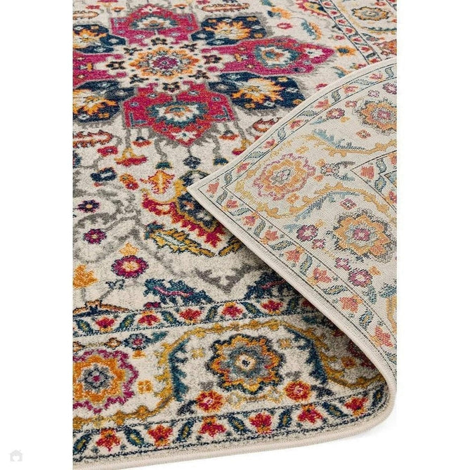 Nova NV24 Persian Traditional Medallion Border Durable Easy-Care Polypropylene Short Pile White/Multicolour Rug-Asiatic Carpets-Rug Love - The Most Loved Rug Store