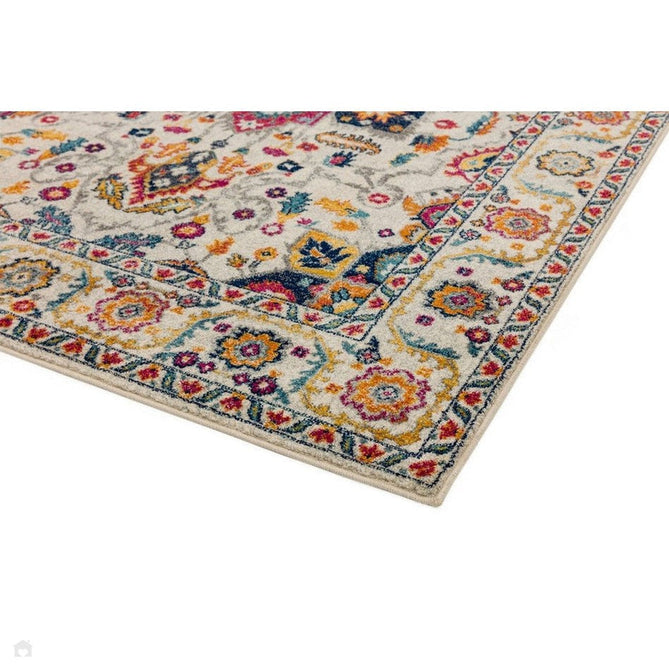 Nova NV24 Persian Traditional Medallion Border Durable Easy-Care Polypropylene Short Pile White/Multicolour Rug-Asiatic Carpets-Rug Love - The Most Loved Rug Store