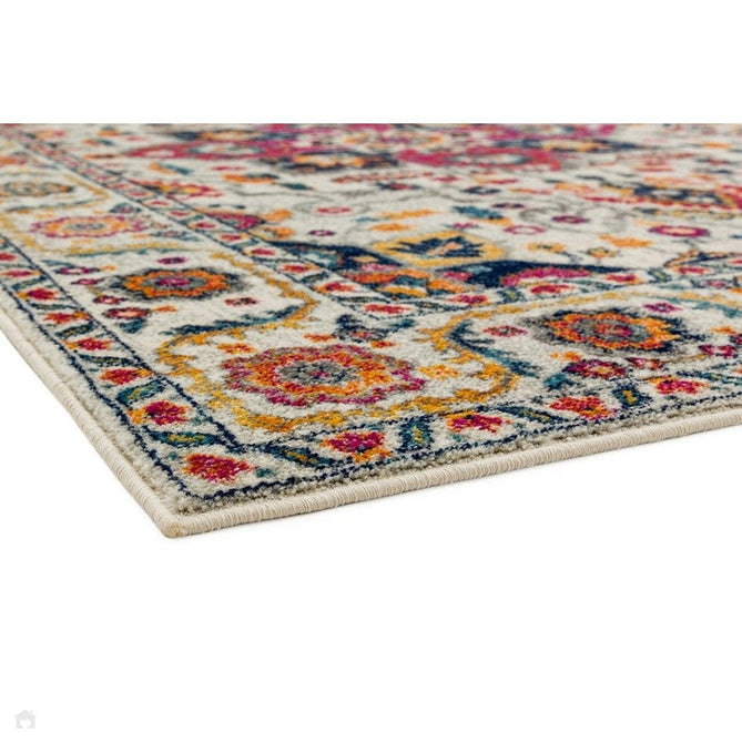 Nova NV24 Persian Traditional Medallion Border Durable Easy-Care Polypropylene Short Pile White/Multicolour Rug-Asiatic Carpets-Rug Love - The Most Loved Rug Store