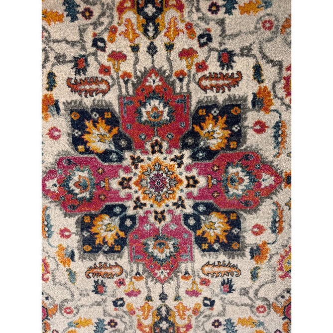 Nova NV24 Persian Traditional Medallion Border Durable Easy-Care Polypropylene Short Pile White/Multicolour Rug-Asiatic Carpets-Rug Love - The Most Loved Rug Store
