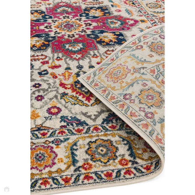 Nova NV24 Persian Traditional Medallion Border Durable Easy-Care Polypropylene Short Pile White/Multicolour Rug-Asiatic Carpets-Rug Love - The Most Loved Rug Store