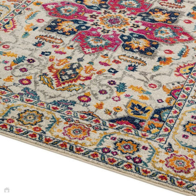 Nova NV24 Persian Traditional Medallion Border Durable Easy-Care Polypropylene Short Pile White/Multicolour Rug-Asiatic Carpets-Rug Love - The Most Loved Rug Store
