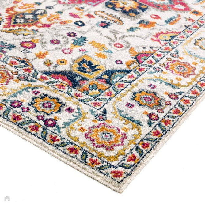 Nova NV24 Persian Traditional Medallion Border Durable Easy-Care Polypropylene Short Pile White/Multicolour Rug-Asiatic Carpets-Rug Love - The Most Loved Rug Store