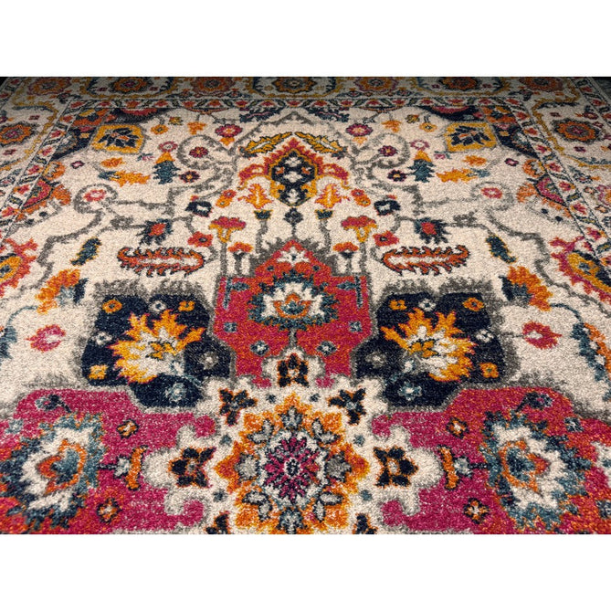 Nova NV24 Persian Traditional Medallion Border Durable Easy-Care Polypropylene Short Pile White/Multicolour Rug-Asiatic Carpets-Rug Love - The Most Loved Rug Store