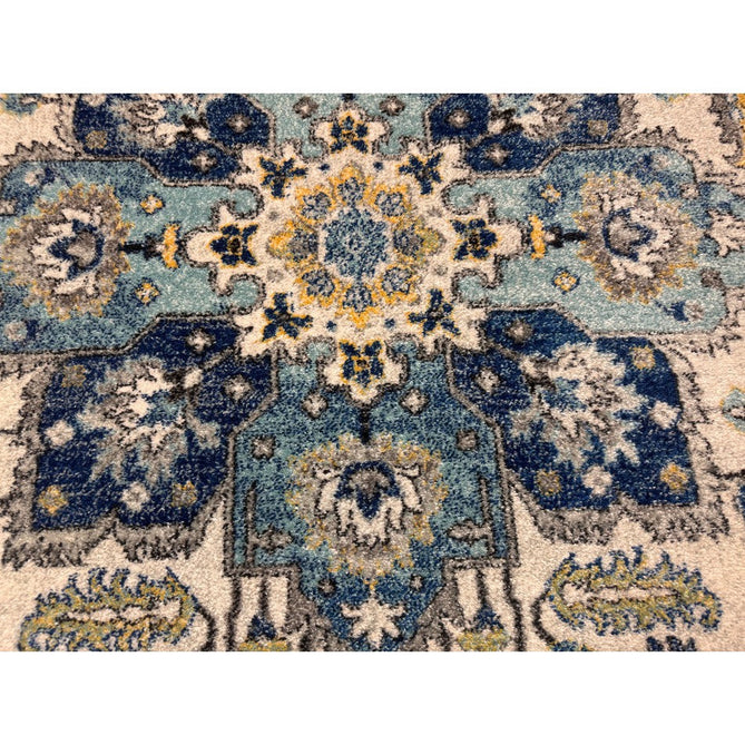Nova NV25 Persian Traditional Medallion Border Durable Easy-Care Polypropylene Short Pile Blue/Cream/Yellow Rug-Asiatic Carpets-Rug Love - The Most Loved Rug Store