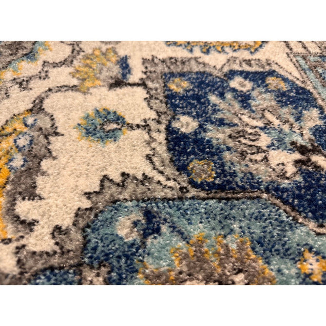 Nova NV25 Persian Traditional Medallion Border Durable Easy-Care Polypropylene Short Pile Blue/Cream/Yellow Rug-Asiatic Carpets-Rug Love - The Most Loved Rug Store