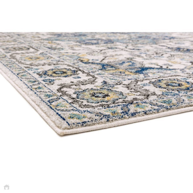 Nova NV25 Persian Traditional Medallion Border Durable Easy-Care Polypropylene Short Pile Blue/Cream/Yellow Rug-Asiatic Carpets-Rug Love - The Most Loved Rug Store