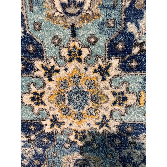 Nova NV25 Persian Traditional Medallion Border Durable Easy-Care Polypropylene Short Pile Blue/Cream/Yellow Rug-Asiatic Carpets-Rug Love - The Most Loved Rug Store