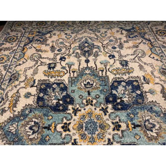 Nova NV25 Persian Traditional Medallion Border Durable Easy-Care Polypropylene Short Pile Blue/Cream/Yellow Rug-Asiatic Carpets-Rug Love - The Most Loved Rug Store