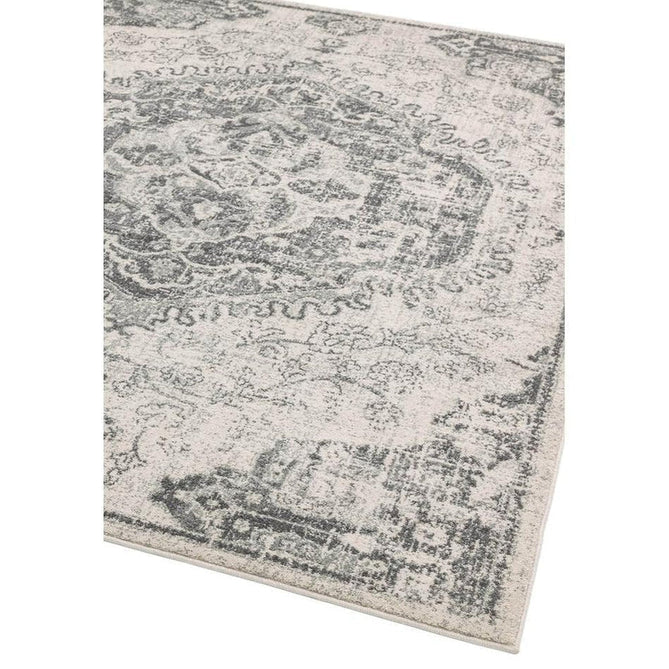 Nova NV26 Medallion Traditional Border Durable Easy-Care Polypropylene Short Pile Ivory/Grey Rug-Asiatic Carpets-Rug Love - The Most Loved Rug Store