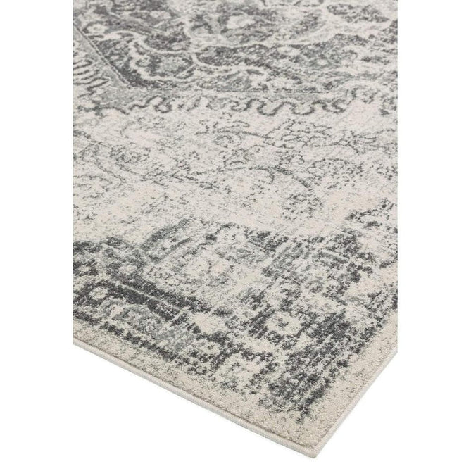 Nova NV26 Medallion Traditional Border Durable Easy-Care Polypropylene Short Pile Ivory/Grey Rug-Asiatic Carpets-Rug Love - The Most Loved Rug Store