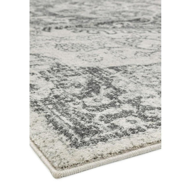 Nova NV26 Medallion Traditional Border Durable Easy-Care Polypropylene Short Pile Ivory/Grey Rug-Asiatic Carpets-Rug Love - The Most Loved Rug Store