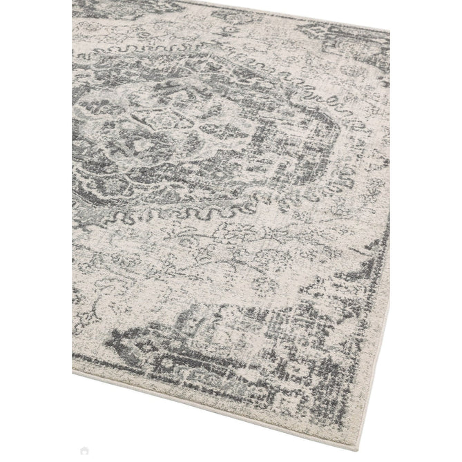 Nova NV26 Medallion Traditional Border Durable Easy-Care Polypropylene Short Pile Ivory/Grey Rug-Asiatic Carpets-Rug Love - The Most Loved Rug Store