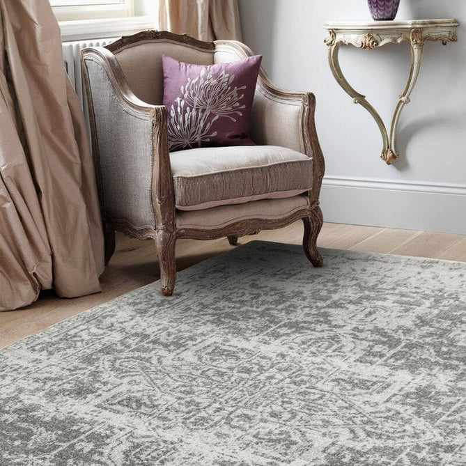 Nova NV26 Medallion Traditional Border Durable Easy-Care Polypropylene Short Pile Ivory/Grey Rug-Asiatic Carpets-Rug Love - The Most Loved Rug Store