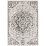 Nova NV26 Medallion Traditional Border Durable Easy-Care Polypropylene Short Pile Ivory/Grey Rug