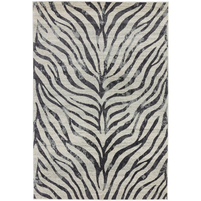 Nova NV27 Zebra Modern Abstract Durable Easy-Care Polypropylene Short Pile Ivory/Grey/Black Rug-Asiatic Carpets-Rug Love - The Most Loved Rug Store
