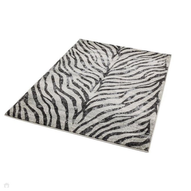 Nova NV27 Zebra Modern Abstract Durable Easy-Care Polypropylene Short Pile Ivory/Grey/Black Rug-Asiatic Carpets-Rug Love - The Most Loved Rug Store