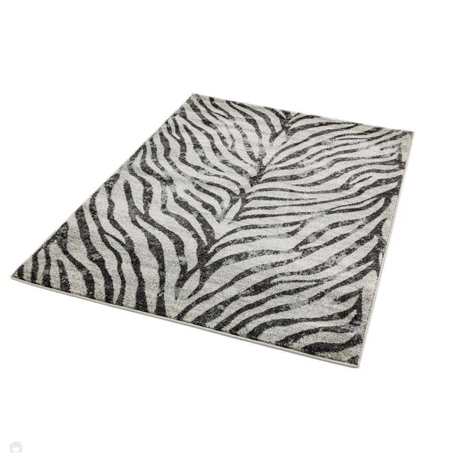 Nova NV27 Zebra Modern Abstract Durable Easy-Care Polypropylene Short Pile Ivory/Grey/Black Rug-Asiatic Carpets-Rug Love - The Most Loved Rug Store