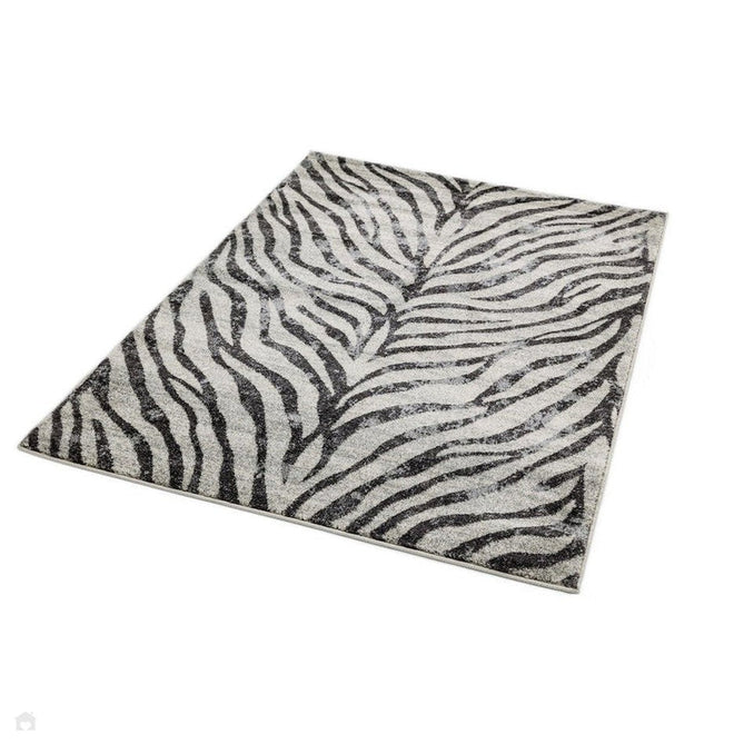 Nova NV27 Zebra Modern Abstract Durable Easy-Care Polypropylene Short Pile Ivory/Grey/Black Rug-Asiatic Carpets-Rug Love - The Most Loved Rug Store