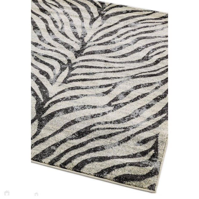 Nova NV27 Zebra Modern Abstract Durable Easy-Care Polypropylene Short Pile Ivory/Grey/Black Rug-Asiatic Carpets-Rug Love - The Most Loved Rug Store