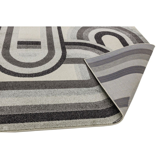 Nova NV29 Retro Modern Abstract Durable Easy-Care Polypropylene Short Pile Grey Rug-Asiatic Carpets-Rug Love - The Most Loved Rug Store
