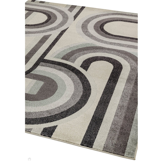 Nova NV29 Retro Modern Abstract Durable Easy-Care Polypropylene Short Pile Grey Rug-Asiatic Carpets-Rug Love - The Most Loved Rug Store