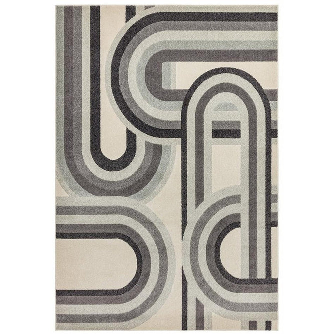 Nova NV29 Retro Modern Abstract Durable Easy-Care Polypropylene Short Pile Grey Rug-Asiatic Carpets-Rug Love - The Most Loved Rug Store