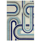 Nova NV30 Retro Modern Abstract Durable Easy-Care Polypropylene Short Pile Blue Rug