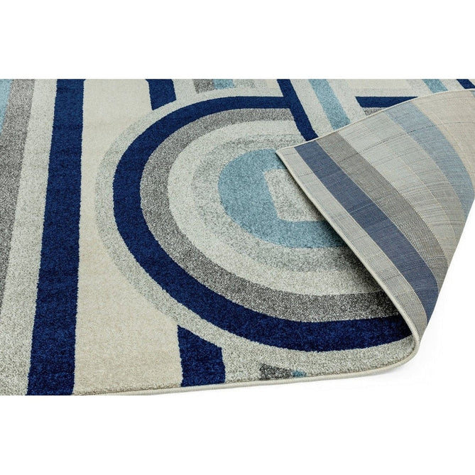 Nova NV30 Retro Modern Geometric Durable Easy-Care Polypropylene Short Pile Ivory Beige/Blue/Grey Rug-Asiatic Carpets-Rug Love - The Most Loved Rug Store