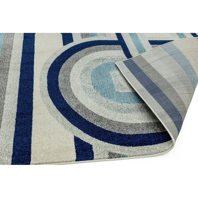 Nova NV30 Retro Modern Geometric Durable Easy-Care Polypropylene Short Pile Ivory Beige/Blue/Grey Rug-Asiatic Carpets-Rug Love - The Most Loved Rug Store