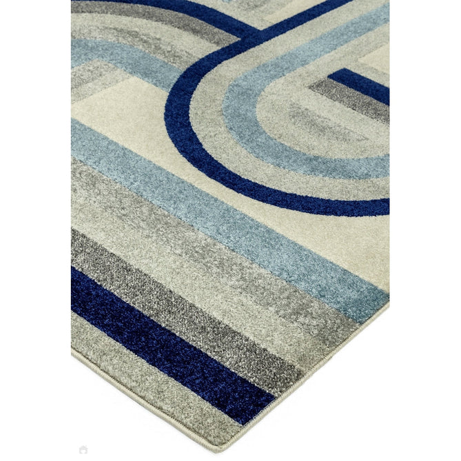 Nova NV30 Retro Modern Geometric Durable Easy-Care Polypropylene Short Pile Ivory Beige/Blue/Grey Rug-Asiatic Carpets-Rug Love - The Most Loved Rug Store