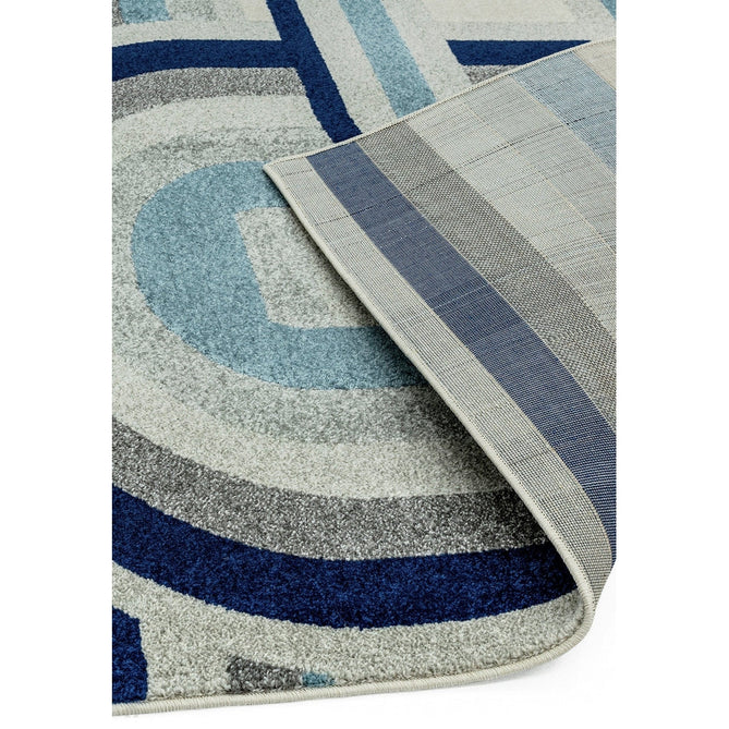 Nova NV30 Retro Modern Geometric Durable Easy-Care Polypropylene Short Pile Ivory Beige/Blue/Grey Rug-Asiatic Carpets-Rug Love - The Most Loved Rug Store