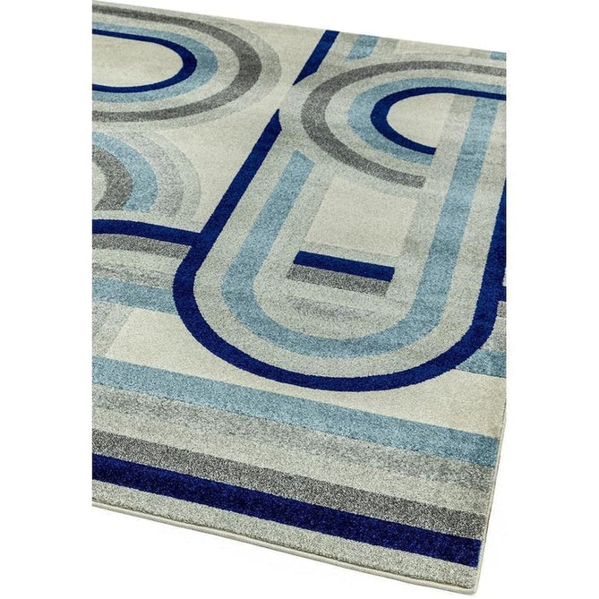 Nova NV30 Retro Modern Geometric Durable Easy-Care Polypropylene Short Pile Ivory Beige/Blue/Grey Rug-Asiatic Carpets-Rug Love - The Most Loved Rug Store