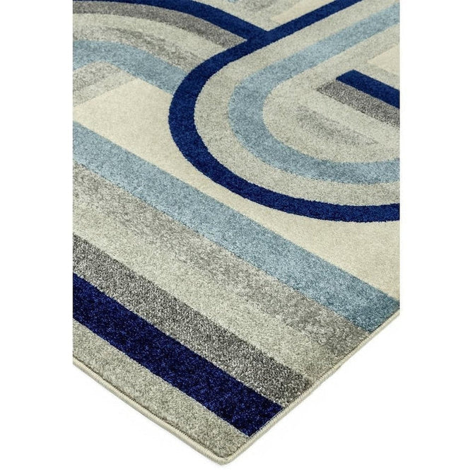 Nova NV30 Retro Modern Geometric Durable Easy-Care Polypropylene Short Pile Ivory Beige/Blue/Grey Rug-Asiatic Carpets-Rug Love - The Most Loved Rug Store