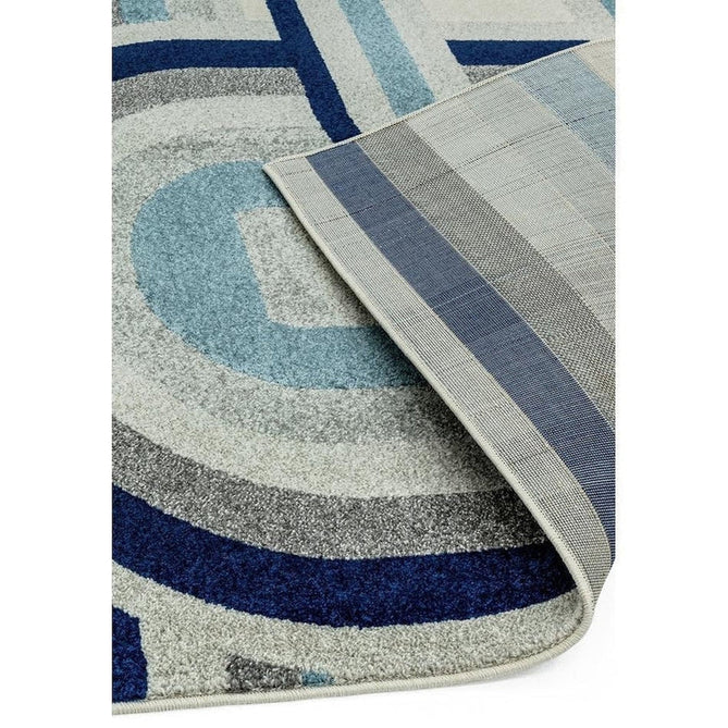 Nova NV30 Retro Modern Geometric Durable Easy-Care Polypropylene Short Pile Ivory Beige/Blue/Grey Rug-Asiatic Carpets-Rug Love - The Most Loved Rug Store