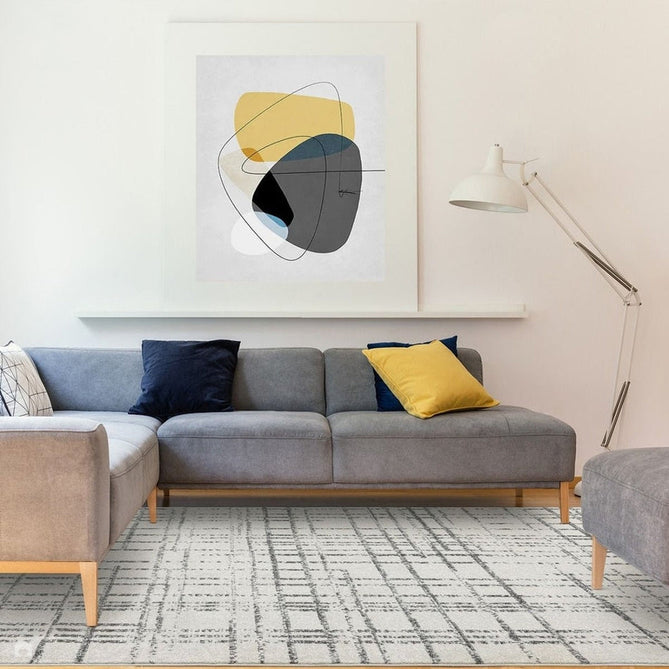 Nova NV31 Grid Modern Abstract Durable Easy-Care Polypropylene Short Pile Grey Rug-Asiatic Carpets-Rug Love - The Most Loved Rug Store