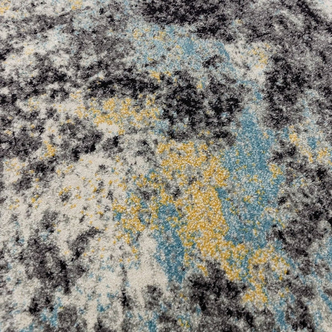 Nova NV32 Abstract Modern Abstract Durable Easy-Care Polypropylene Short Pile Charcoal/Blue/Yellow/Neutral Rug-Asiatic Carpets-Rug Love - The Most Loved Rug Store