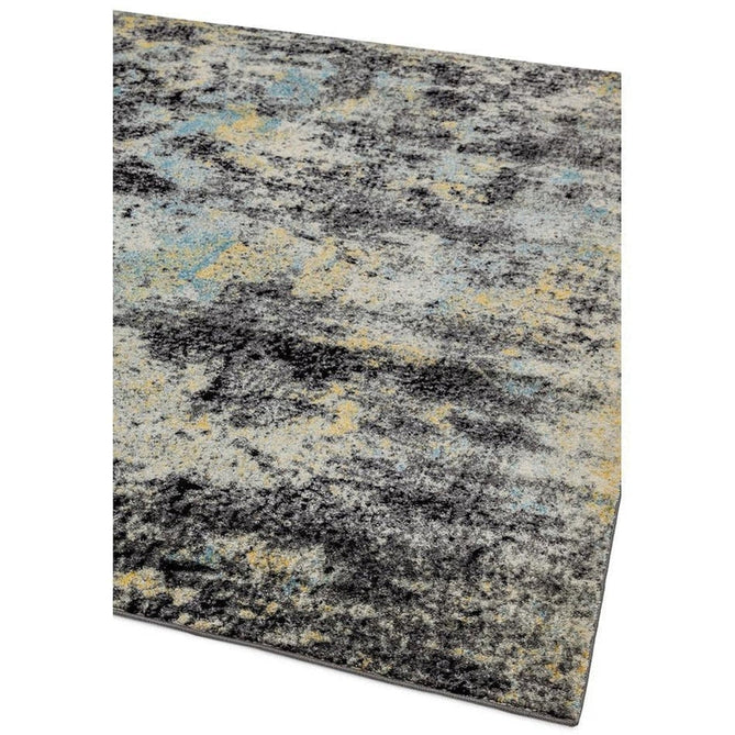 Nova NV32 Abstract Modern Abstract Durable Easy-Care Polypropylene Short Pile Charcoal/Blue/Yellow/Neutral Rug-Asiatic Carpets-Rug Love - The Most Loved Rug Store