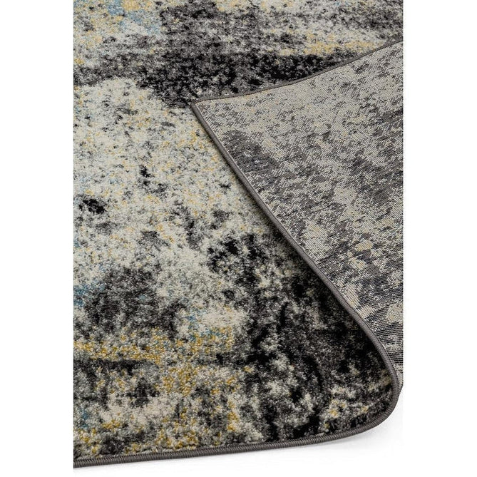 Nova NV32 Abstract Modern Abstract Durable Easy-Care Polypropylene Short Pile Charcoal/Blue/Yellow/Neutral Rug-Asiatic Carpets-Rug Love - The Most Loved Rug Store