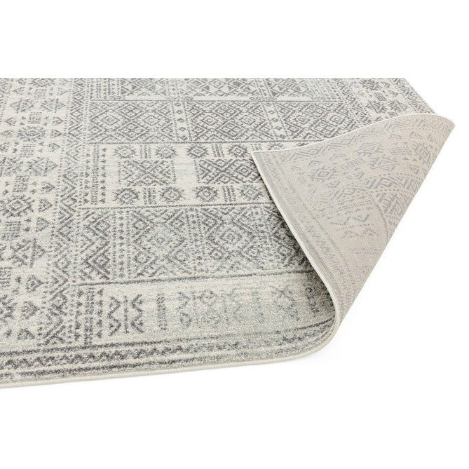 Nova NV33 Tribal Modern Abstract Durable Easy-Care Polypropylene Short Pile Pale Grey/Charcoal Grey/Ivory/Stone Rug-Asiatic Carpets-Rug Love - The Most Loved Rug Store