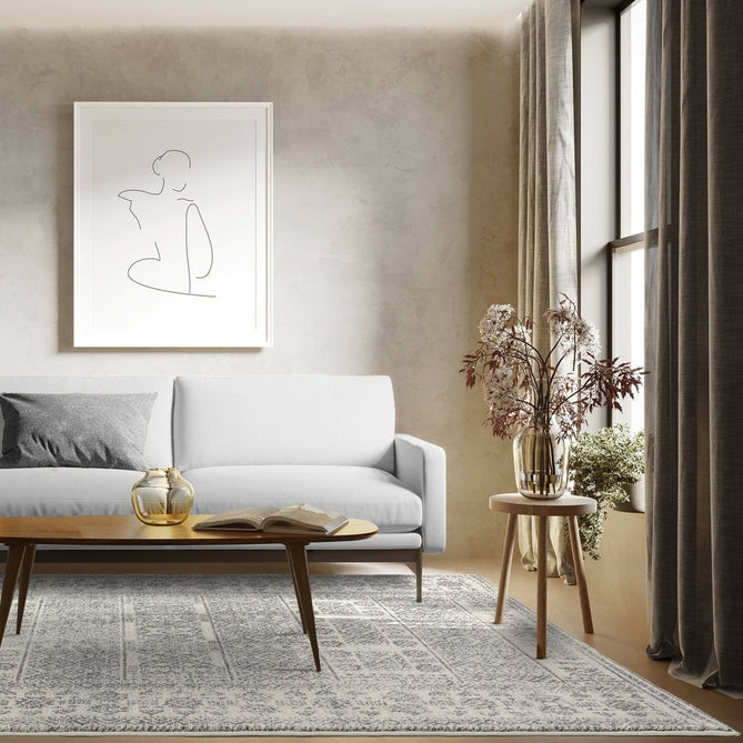 Nova NV33 Tribal Modern Abstract Durable Easy-Care Polypropylene Short Pile Pale Grey/Charcoal Grey/Ivory/Stone Rug-Asiatic Carpets-Rug Love - The Most Loved Rug Store