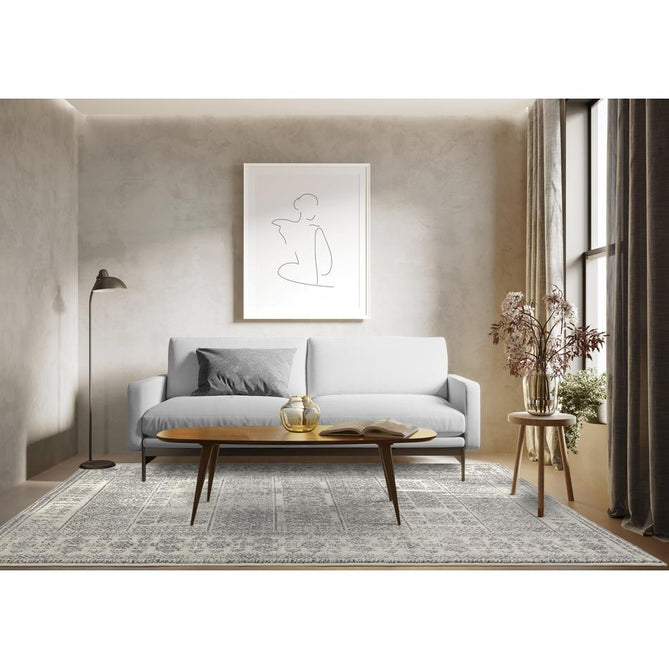 Nova NV33 Tribal Modern Abstract Durable Easy-Care Polypropylene Short Pile Pale Grey/Charcoal Grey/Ivory/Stone Rug-Asiatic Carpets-Rug Love - The Most Loved Rug Store