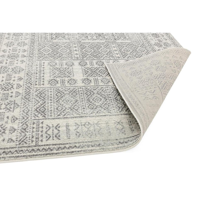 Nova NV33 Tribal Modern Abstract Durable Easy-Care Polypropylene Short Pile Pale Grey/Charcoal Grey/Ivory/Stone Rug-Asiatic Carpets-Rug Love - The Most Loved Rug Store