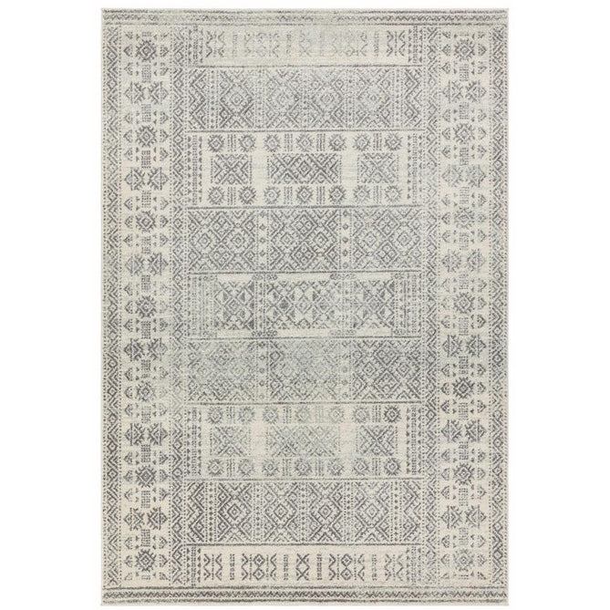 Nova NV33 Tribal Modern Abstract Durable Easy-Care Polypropylene Short Pile Pale Grey/Charcoal Grey/Ivory/Stone Rug-Asiatic Carpets-Rug Love - The Most Loved Rug Store