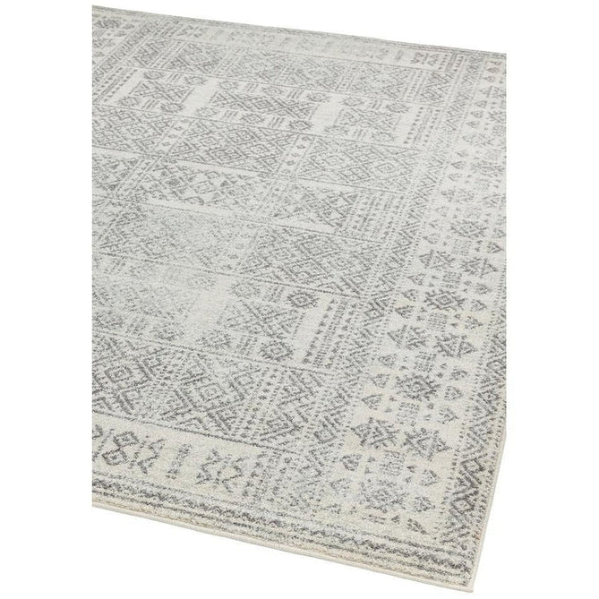 Nova NV33 Tribal Modern Abstract Durable Easy-Care Polypropylene Short Pile Pale Grey/Charcoal Grey/Ivory/Stone Rug-Asiatic Carpets-Rug Love - The Most Loved Rug Store