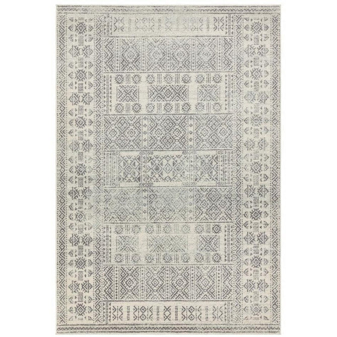 Nova NV33 Tribal Modern Abstract Durable Easy-Care Polypropylene Short Pile Pale Grey/Charcoal Grey/Ivory/Stone Rug-Asiatic Carpets-Rug Love - The Most Loved Rug Store