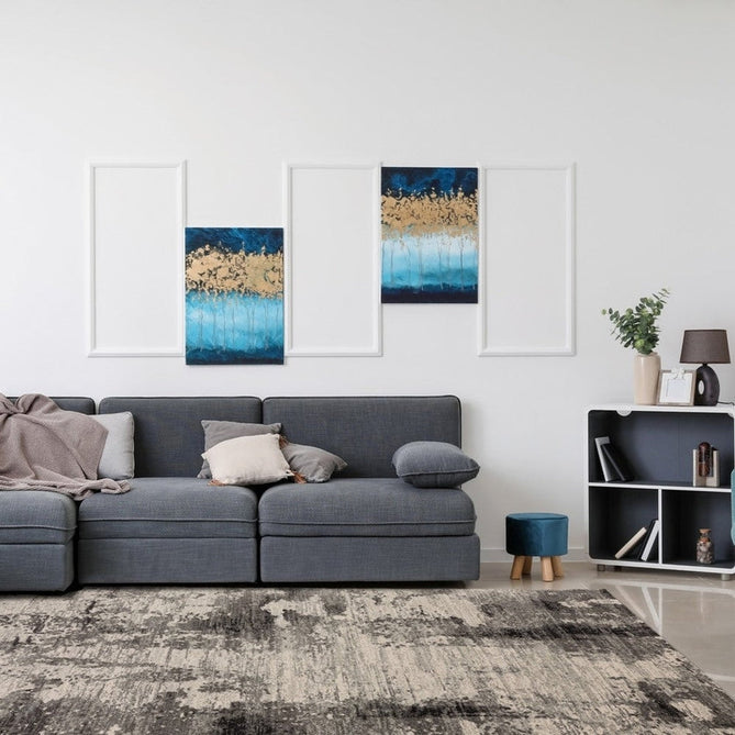 Nova NV37 Mirage Modern Abstract Durable Easy-Care Polypropylene Short Pile Charcoal Grey/Black Rug-Asiatic Carpets-Rug Love - The Most Loved Rug Store
