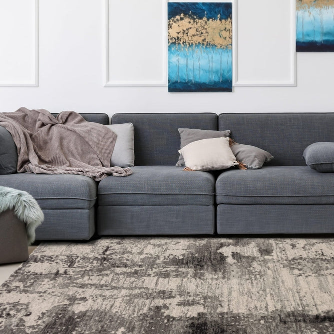Nova NV37 Mirage Modern Abstract Durable Easy-Care Polypropylene Short Pile Charcoal Grey/Black Rug-Asiatic Carpets-Rug Love - The Most Loved Rug Store