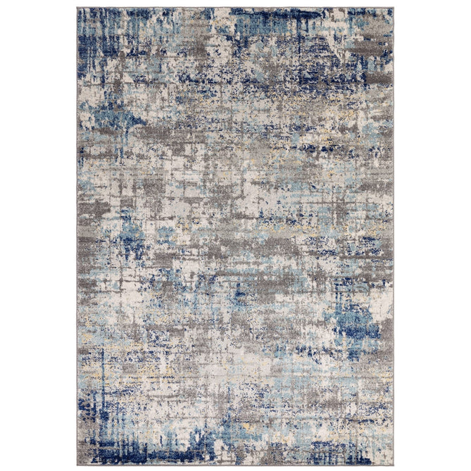 Nova NV40 Illusion Modern Abstract Durable Easy-Care Polypropylene Short Pile Blue/Grey/Yellow Rug-Asiatic Carpets-Rug Love - The Most Loved Rug Store