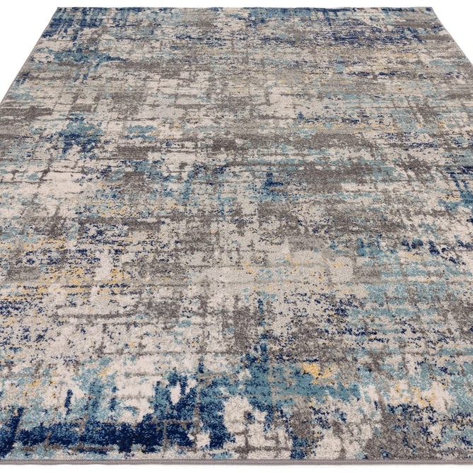Nova NV40 Illusion Modern Abstract Durable Easy-Care Polypropylene Short Pile Blue/Grey/Yellow Rug-Asiatic Carpets-Rug Love - The Most Loved Rug Store